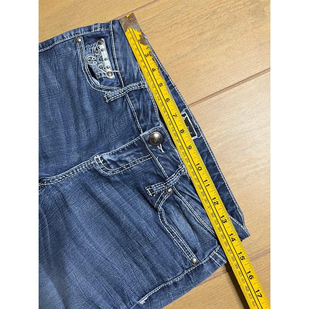 Soundgirl Y2K Rhinestone Cross Bootcut Jeans Low Rise Womens 29x30 Blue - Picture 5 of 12